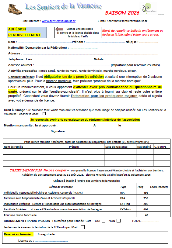 Voir le bulletin d'adhésion