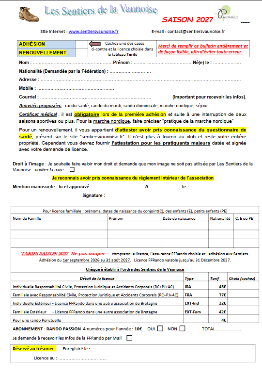 Voir le bulletin d'adhésion